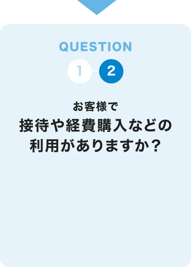 QUESTION2 お客様で接待や経費購入などの利用がありますか？