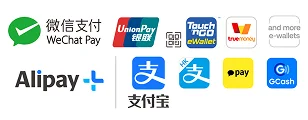 WeChat Pay, Alipay, Touch 'n Go, UnionPay