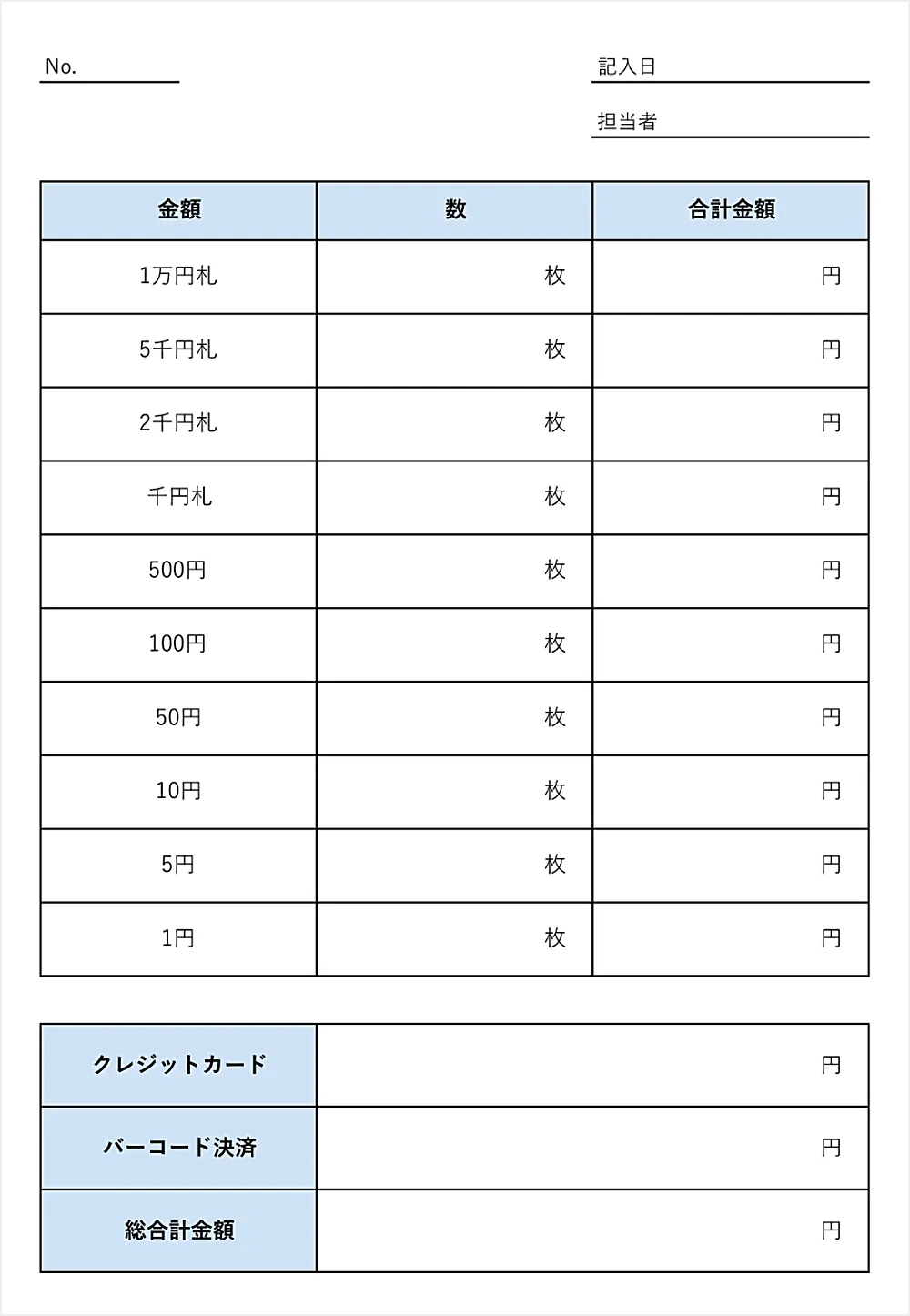 現金照合表